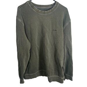 Prana Pullover Sweatshirt Mens Size 2XL Gray Green Inner Pocket Heavy Crewneck